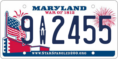 MD license plate 9AW2455