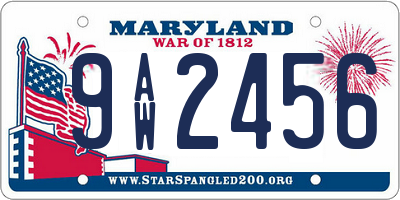 MD license plate 9AW2456