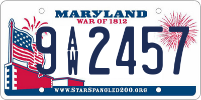 MD license plate 9AW2457