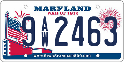 MD license plate 9AW2463