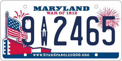MD license plate 9AW2465