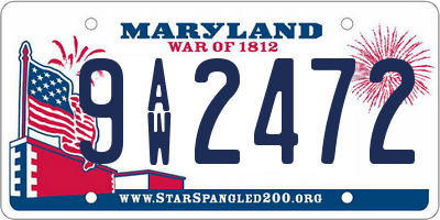 MD license plate 9AW2472