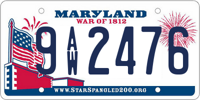 MD license plate 9AW2476