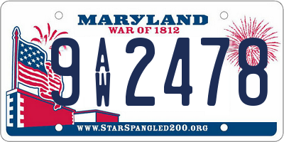 MD license plate 9AW2478