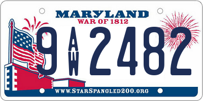 MD license plate 9AW2482