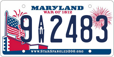MD license plate 9AW2483
