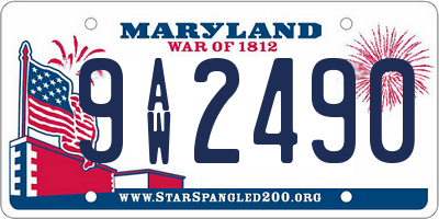 MD license plate 9AW2490