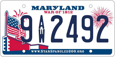 MD license plate 9AW2492