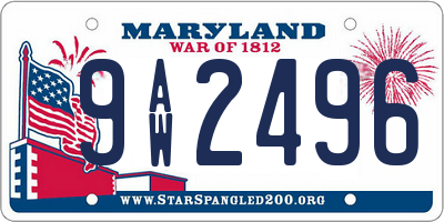 MD license plate 9AW2496
