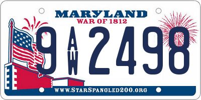 MD license plate 9AW2498