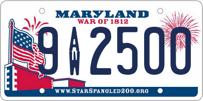 MD license plate 9AW2500
