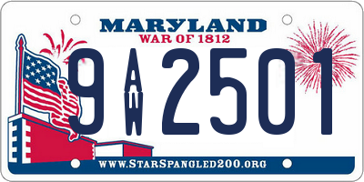 MD license plate 9AW2501
