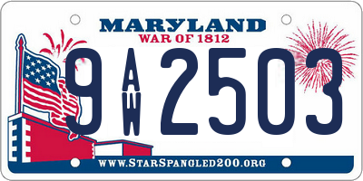 MD license plate 9AW2503