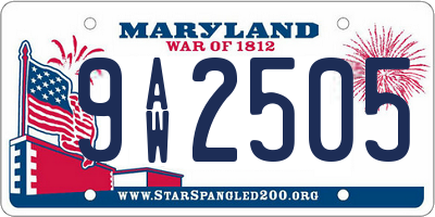 MD license plate 9AW2505
