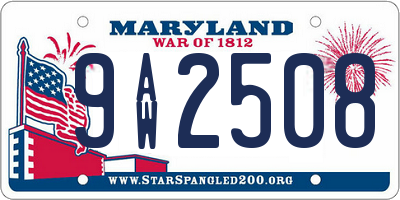 MD license plate 9AW2508