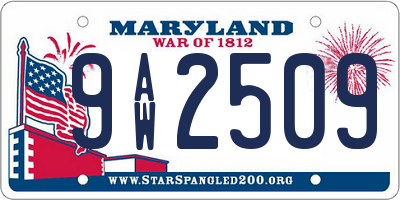 MD license plate 9AW2509