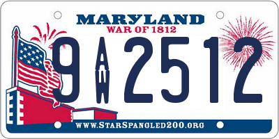 MD license plate 9AW2512