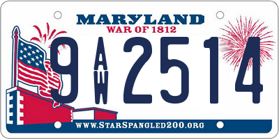 MD license plate 9AW2514