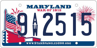 MD license plate 9AW2515