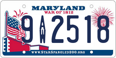 MD license plate 9AW2518