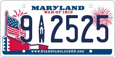 MD license plate 9AW2525