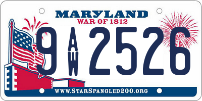MD license plate 9AW2526