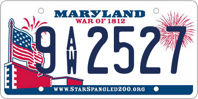 MD license plate 9AW2527