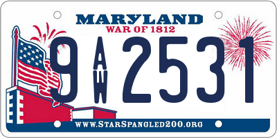 MD license plate 9AW2531