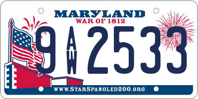 MD license plate 9AW2533