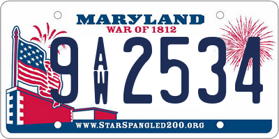 MD license plate 9AW2534