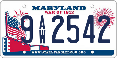MD license plate 9AW2542