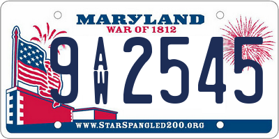 MD license plate 9AW2545