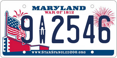 MD license plate 9AW2546