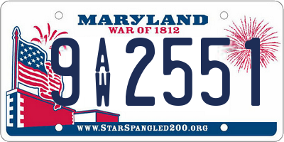 MD license plate 9AW2551