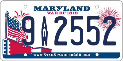 MD license plate 9AW2552