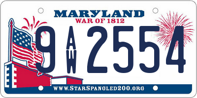 MD license plate 9AW2554