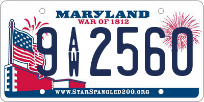 MD license plate 9AW2560