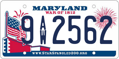 MD license plate 9AW2562