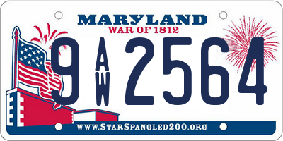 MD license plate 9AW2564