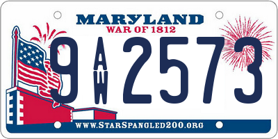 MD license plate 9AW2573