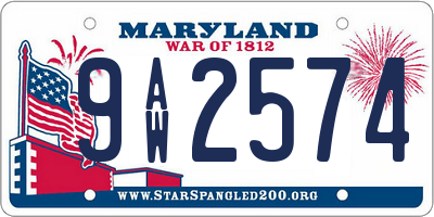 MD license plate 9AW2574