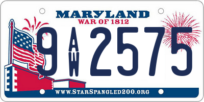MD license plate 9AW2575