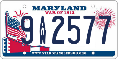 MD license plate 9AW2577