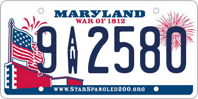 MD license plate 9AW2580