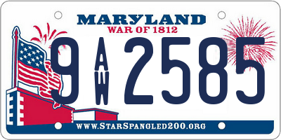 MD license plate 9AW2585