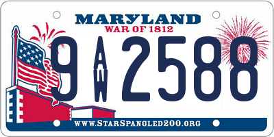 MD license plate 9AW2588