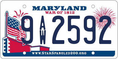 MD license plate 9AW2592