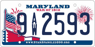 MD license plate 9AW2593