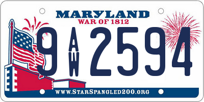 MD license plate 9AW2594