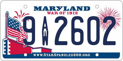 MD license plate 9AW2602